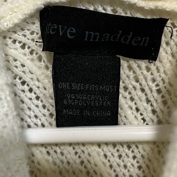 Steve Madden Womens Cowl Neck Ivory Poncho Sweater OSFM - Picture 2 of 5